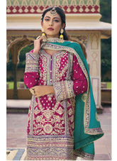 Blooming Chinnon Salwar Suit in Pink-Purple